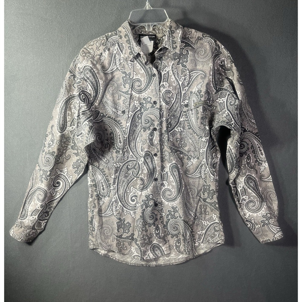 Rocky Mountain Clothing Womens Button-Up Long Sleeve Paisley Shirt S Western VTG